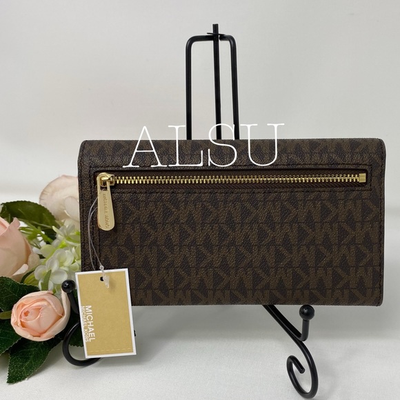 Michael Kors Tri Folder Wallet Large Brown W AUTHE - Picture 2 of 5